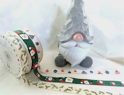 Rolle Chic WEIHNACHTSMANN STECHPALME oder KUGELN Ripsband - 16mm versch. Längen NIEDRIG