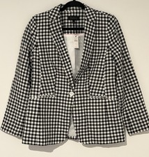 Talbots Women s Classic Linen Cotton Blazer Spring Gingham Workwear Size 4 NWT