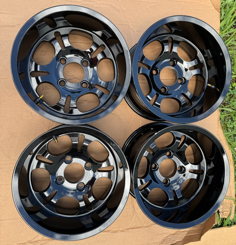 4 RETURNED GOLF CART 12"x7" BLACK ALUMINUM WHEELS /RIMS (12-38)