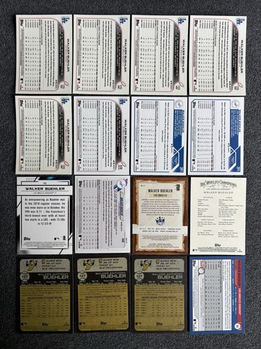Lotto carte da baseball WALKER BUEHLER 2019-2023! 16x Carte LA Dodgers Topps Chrome - Foto 2 di 2
