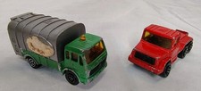 MAJORETTE DIECAST 1:100 LOT OF 2 TRUCKS MERCEDES MAGIRUS GREEN/RED/SILVER