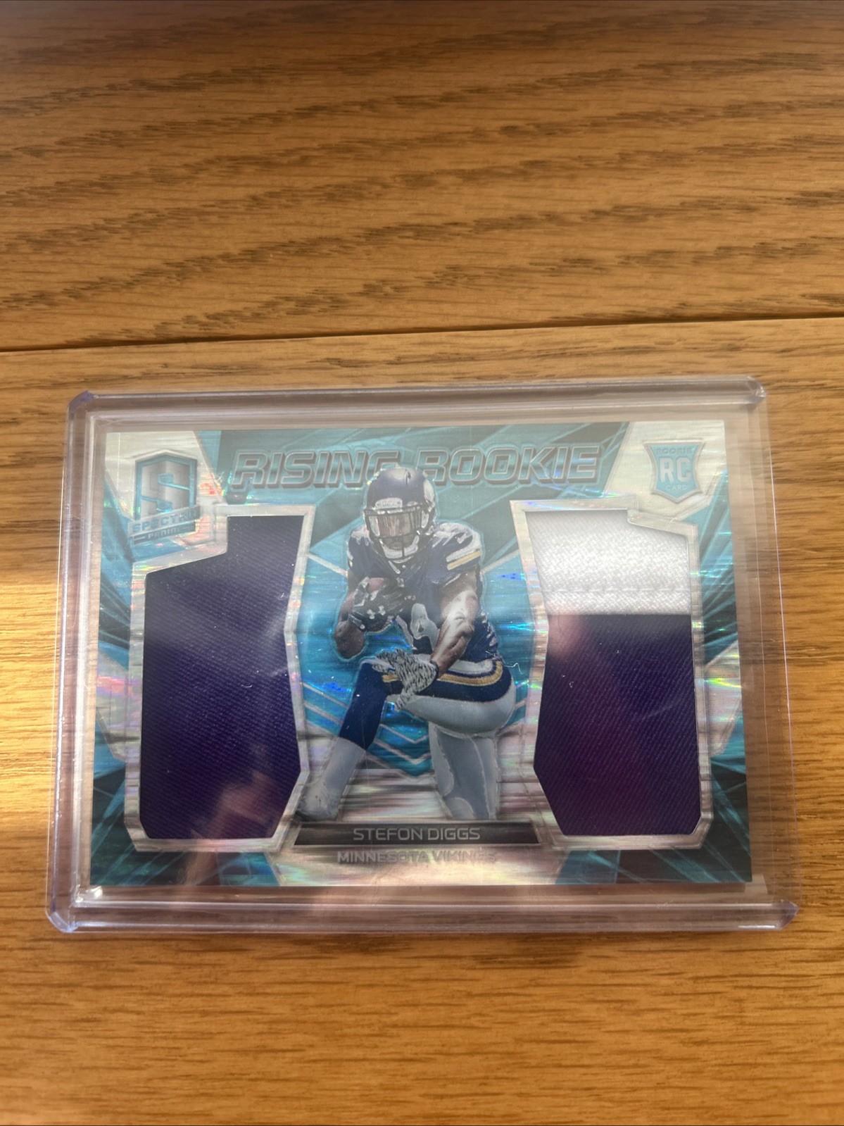 Stefon Diggs Panini Spectra Rising Rookie Materials #RRSD Neon Blue