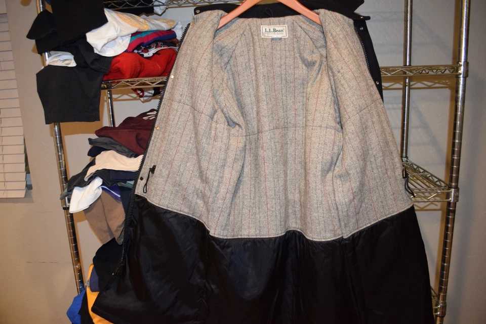 L.L. Abrigo Chaqueta de Caza Bean De Colección Hecho en Estados Unidos Negro Largo 80% Lana Para Hombre Mediano Foto 3 de 4