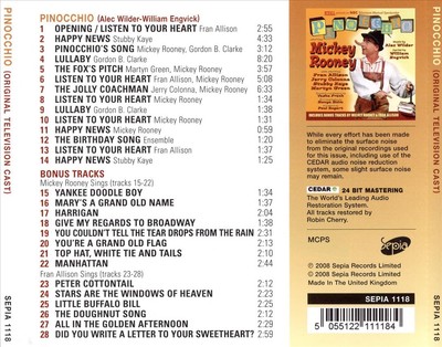MICKEY ROONEY - PINOCCHIO NEW CD