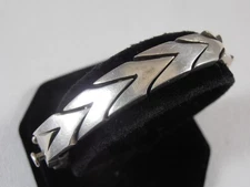 Taxco Mexico Handcrafted Sterling Silver Arrow Link Bracelet 46.7g Artist Signed