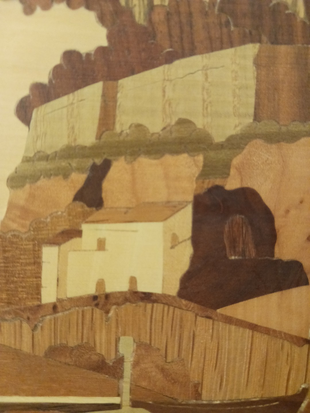 Italian Coastal Scene By Sorrento Marquetry Wooden Inlay Picture 11x15”