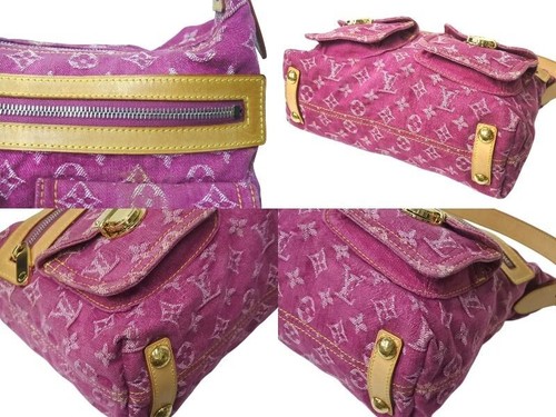 LOUIS VUITTON M95212 Monogram Denim Baggy PM Pink Shoulder Bag F/S Japan - Picture 5 of 9