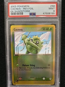 2003 Pokemon EX Sandstorm Cacnea Reverse Foil 58/100 PSA 9 Mint