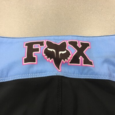 Fox Racing Womens Defend TS10 Pants Size 38 Black Blue Pink Logo Side Stripe NWT
