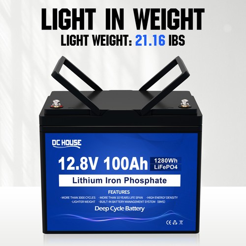 12V 100Ah LiFePO4 Lithium Battery 4000+ Deep Cycle Solar Panel RV Solar - Picture 3 of 9