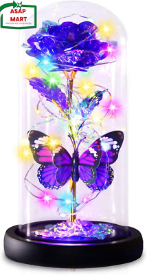Valentines Day Rose Gifts for Women - Purple Butterfly Rose Flower Birthday Gift