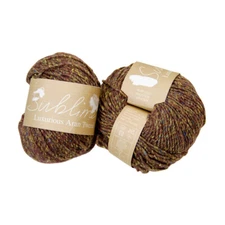 Sublime Aran Tweed Yarn Speckled Brown Wool Cotton Llama (2pk Ball Skeins, 50g)