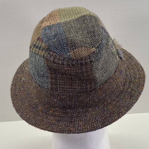 Vintage Orvis Fedora Hat Cap Tweed Patchwork Wool Irish Ireland Grandpacore Sz M - Picture 6 of 18