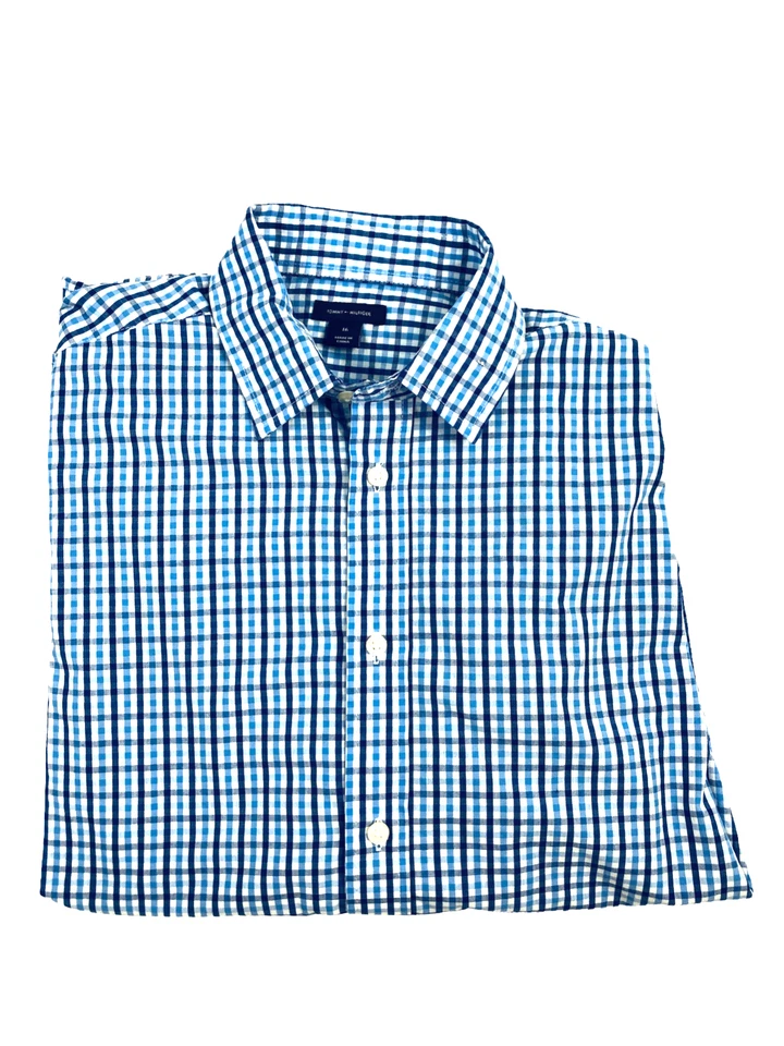 Camisa Tommy Hilfiger Juvenil Grande Abotonada - Cuadros Azules, Talla 16 Foto 3 de 4