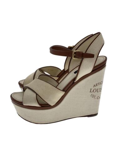 LOUIS VUITTON Sandals/Size 38(US7)/BEG/Cotton/Stain on bottom of sole - 第 1/5 張圖片