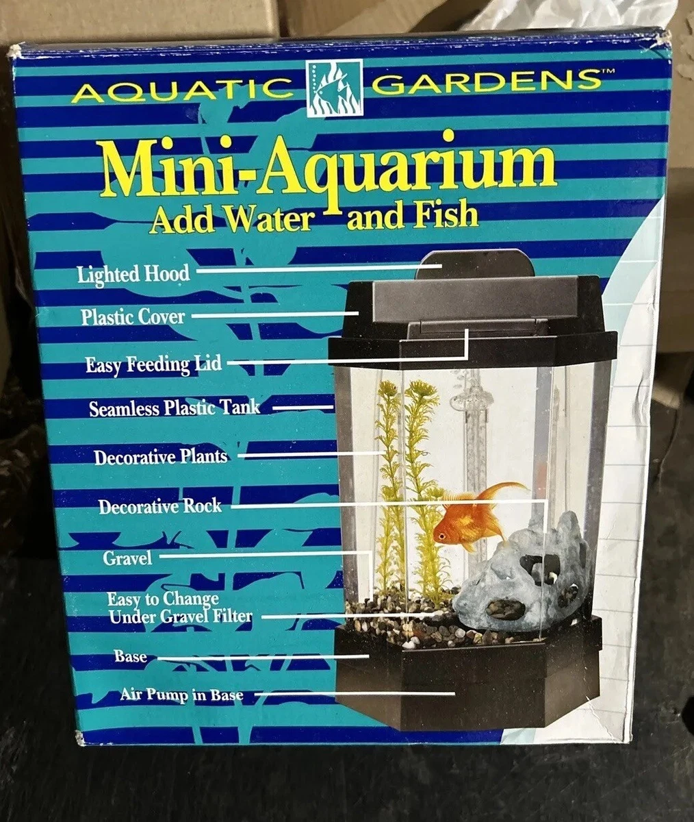 Mini Aquarium with All Decor & Accessories Included Lighted Hood