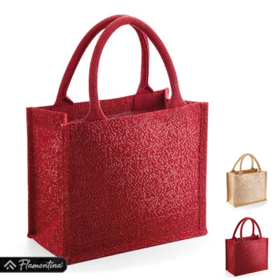 Gold Shimmer Jute Mini Gift Bag Westford Mill Reusable Shopper Carrier Sack