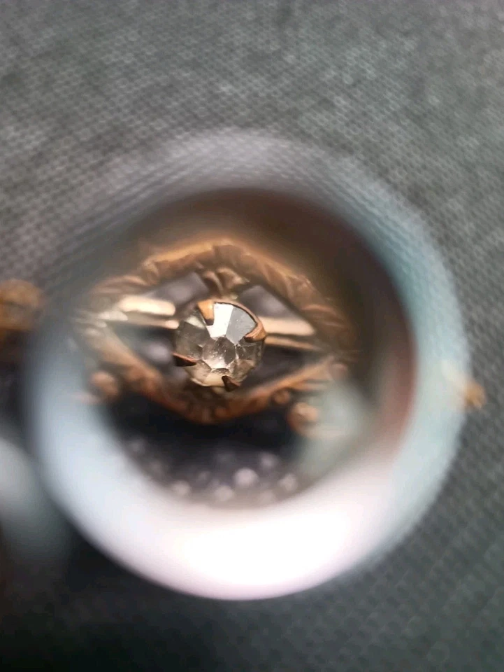 Старинная винтажная викторианская латунная заколка со стразами середины 19 века с обертонами - Изображение 3 из 4