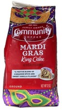 Community Coffee Mardi Gras King Cake Flavored 12 Ounces Medium Roast Ground