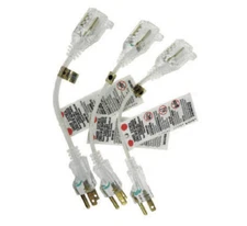 New 3-Pack Short 8" Adapter Extension Cords to Extend Outlet Strips - 13A 16ga