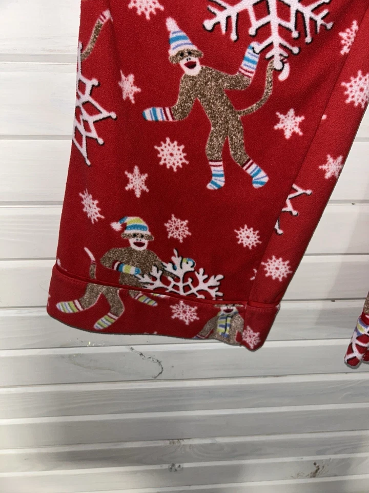 Nick & Nora Talla MEDIANA "Calcetín Monos en Mitones con Copos de Nieve" Polar PJ Parte Inferior Foto 3 de 4