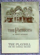 Playbill - The Patriots  April 15 1943  National Theatre - With Ticket Stubs