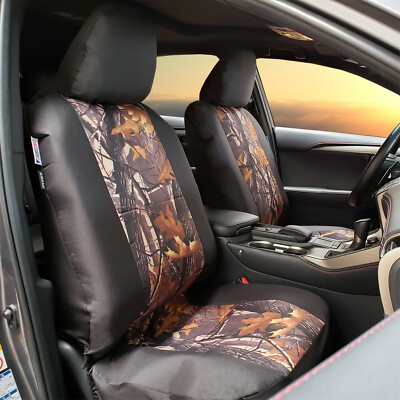 Universal Camo Seat Covers For Trucks – Grey/Black Camouflage, Airbag Compatible (Front & Rear)