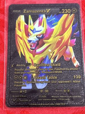Pokemon Zamazenta V 230 HP Black Foil Card Fan Art 139/202 NM | eBay