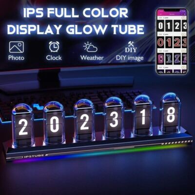 IPS Farbbildschirm Digital Nixie Röhrenuhr Gaming Desktop Deko Geschenk für Ihn