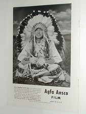 1942 AGFA ANSCO film advertisement, Native American Indian Chief