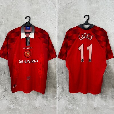 MANCHESTER UNITED 1996 1998 HOME FOOTBALL SHIRT #11 GIGGS UMBRO