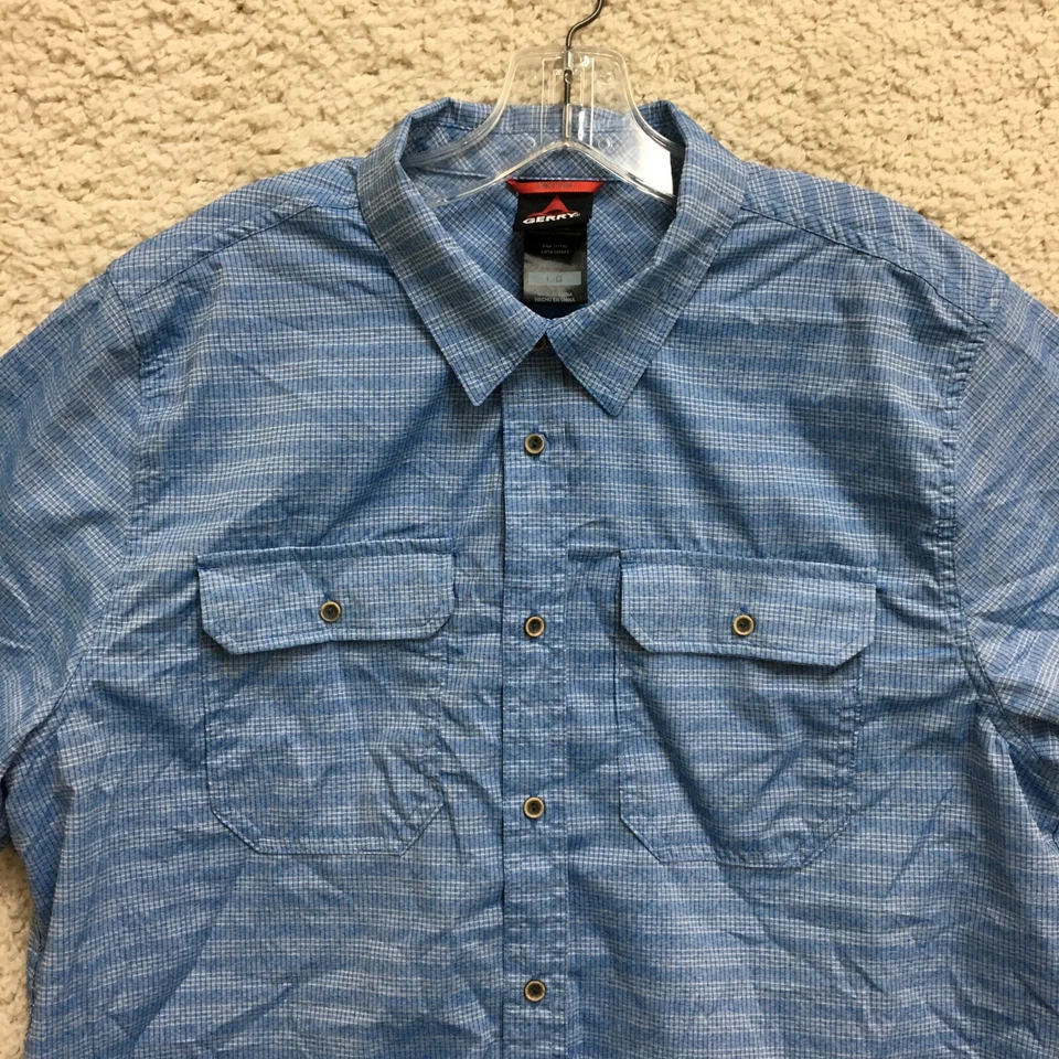 Рубашка Gerry на пуговицах большая для взрослых синяя в полоску с коротким рукавом повседневные карманы мужские - Изображение 2 из 4
