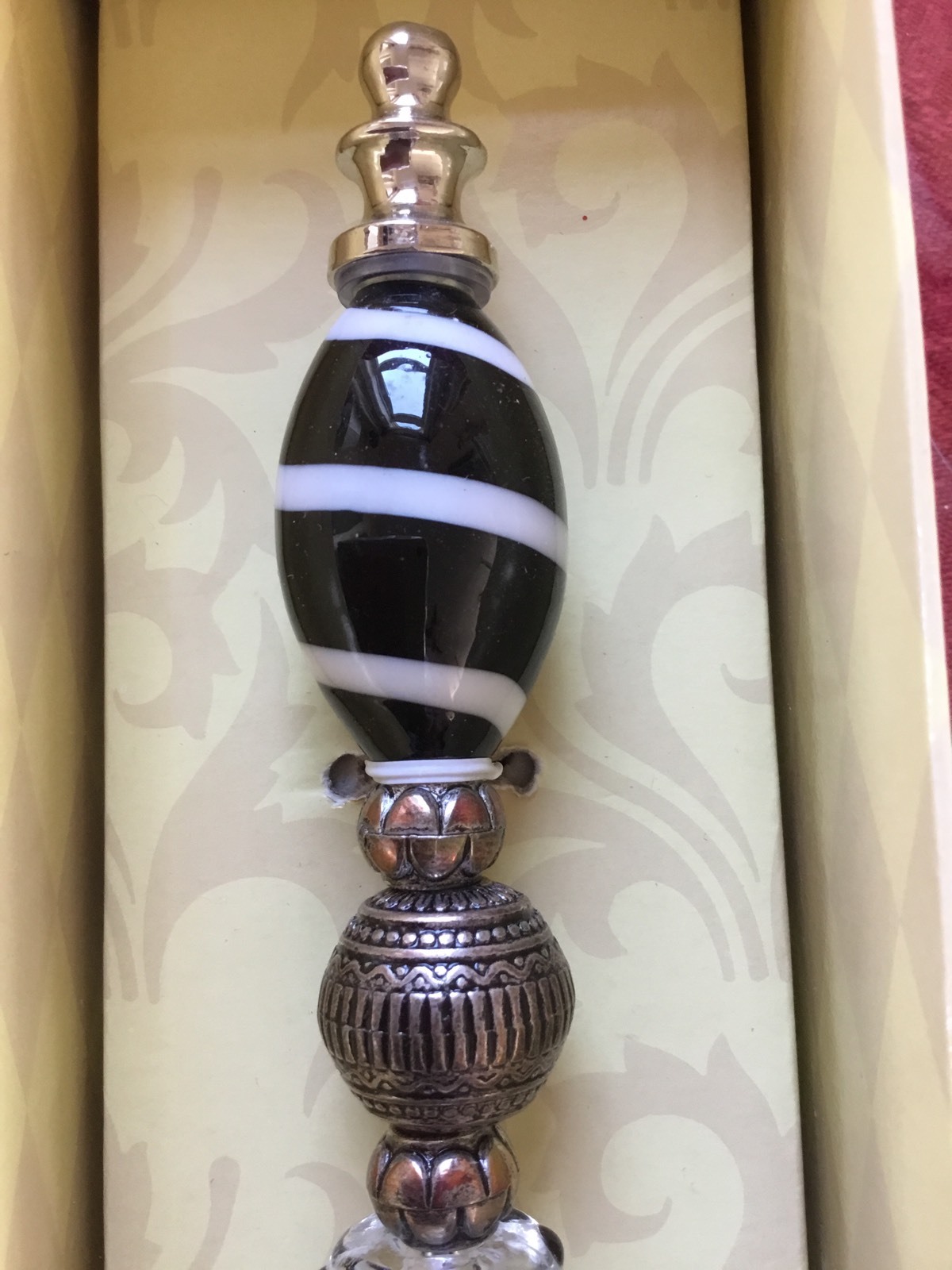 NEW NIB FLAWLESS Exceptional Luna De MANGO MOON Beaded Wine BOTTLE