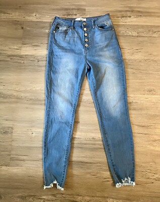 Kancan Button Fly High Rise Jeans Fringed Bottoms Size 9/28
