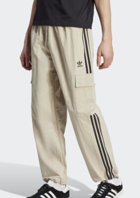 Adidas Adicolor Classics Beige 3 Stripe Cargo Pants Men's Size S [IM2108]