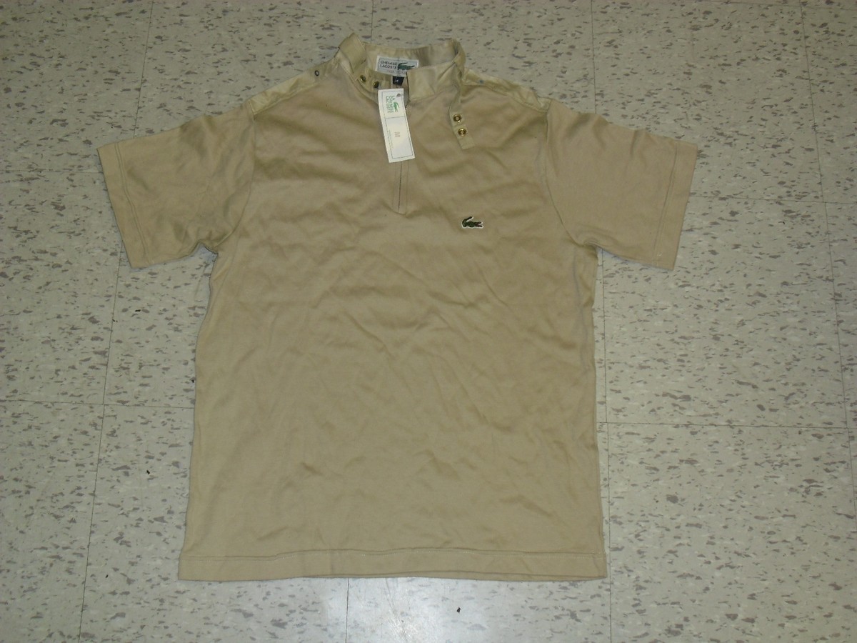 Lacoste Vintage 80s 90s Original shirt sz Medium BRAND NEW Tag Button  Collar TAN