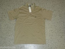 Lacoste Vintage 80s 90s Original shirt sz Medium BRAND NEW Tag Button Collar TAN