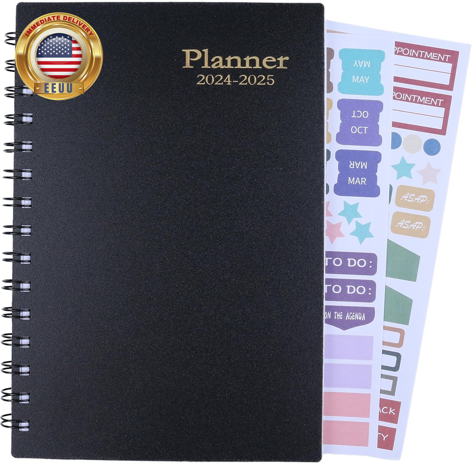 Planner 2024-2025 A5 Spiral, 18-Month Daily Weekly Monthly Organizers, with 2 St-image