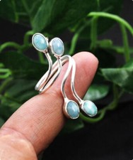 Solid 925 Silver Larimar Ring Handmade Statement Adjustable Ring All Size SR177