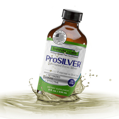 ProSILVER Ionic Colloidal Silver 20 PPM Liquid 8oz Glass Bottle by Thrival Labs