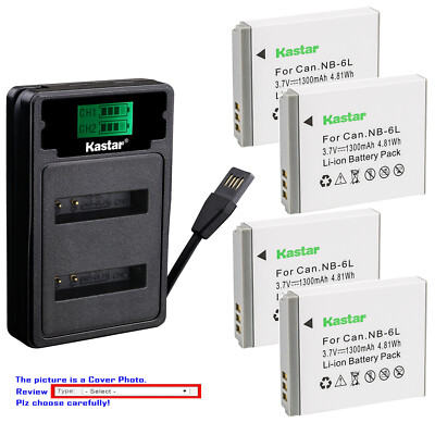 Kastar Battery LZD2 Charger for Canon NB-6L NB6LH CB2LY Canon PowerShot SX710 HS