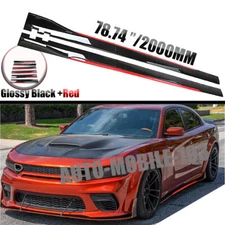 For Dodge Attitude 78.7" Red Side Skirt Extension Body Kit Lip Splitters
