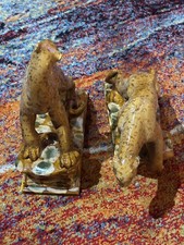 Vintage Mid Century Royal Haeger Tiger Leopard Ceramic Figurine MCM Set Of 2!