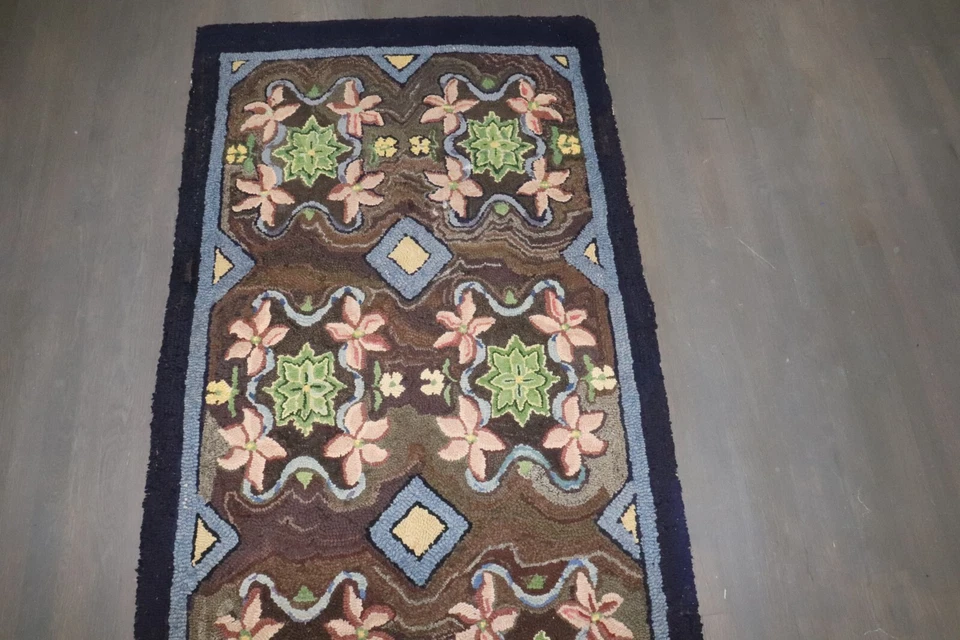 Antique American Hook Hooked Runner Rug Size 3'3''x10'7'' - Изображение 3 из 4