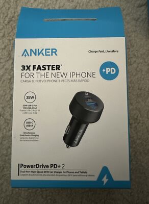 Anker USB C & USB-A Car Charger 35W Powerdrive PD+ 2 Adapter
