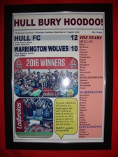 Hull FC 12 Warrington Wolves 10 - 2016 Challenge Cup final - framed print