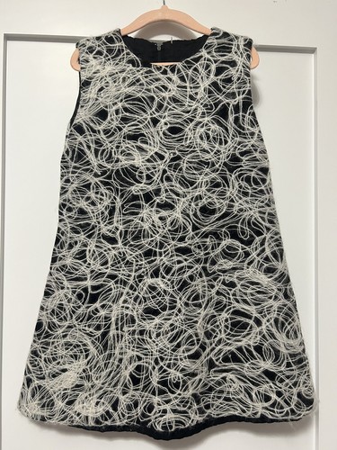 Isabel Garretón Girls Woven Wool Dress Gray Black Cream 6 MSRP $259 - 第 1/5 張圖片