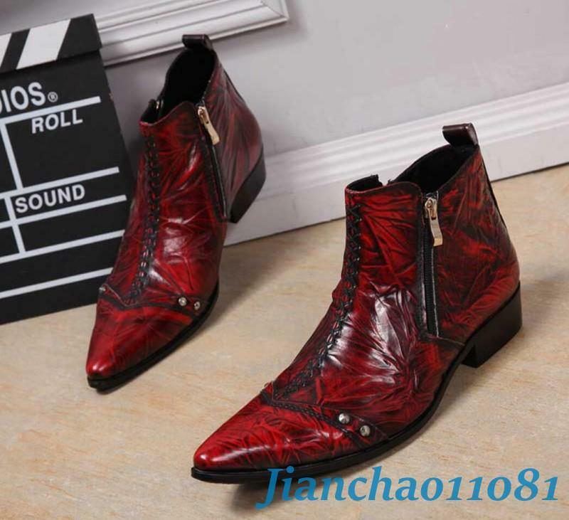 SAOLA Scarpe uomo vera pelle stivaletti eleganti formali cerniera punta a punta Gran Bretagna nuove