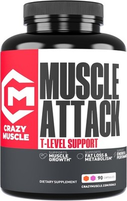 Crazy Muscle Testosterone Booster for Men w DHEA - 100mg - Muscle Attack Testost