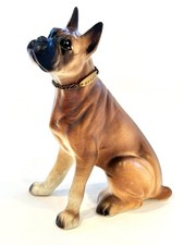 Vintage Sitting Boxer Dog Figurine With Chain Collar Made In Japan Tag Excellent